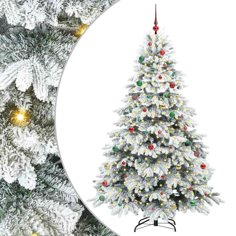vidaXL Mű karácsonyfa 300 LED-del állvánnyal Zöld 210 cm PE és PVC