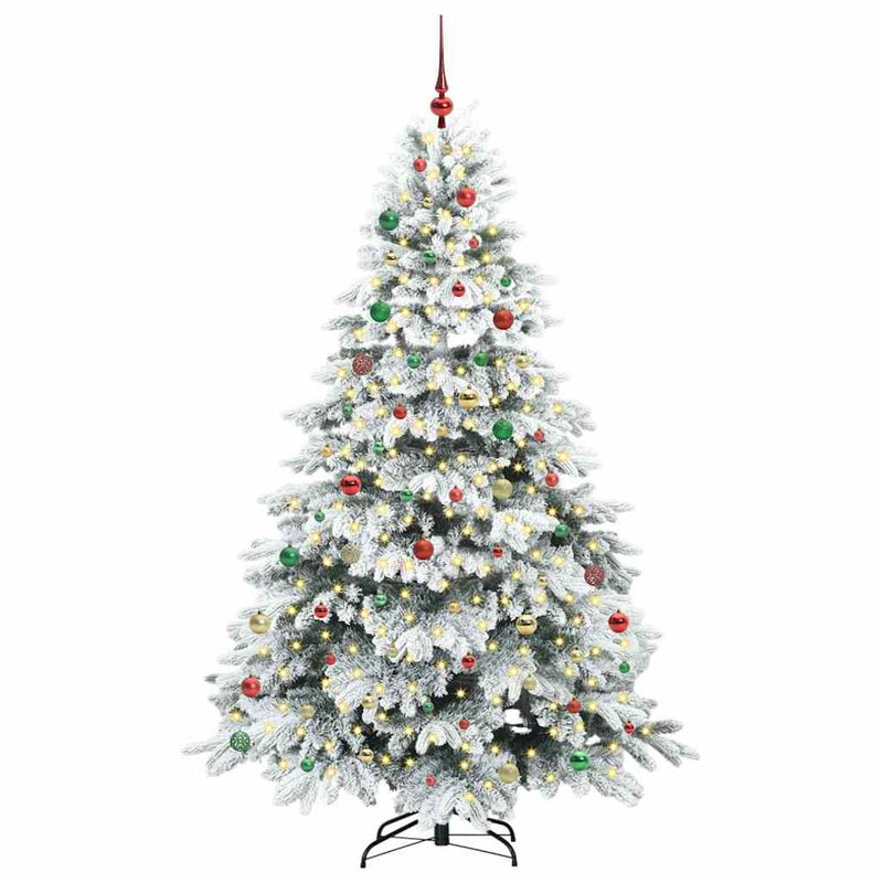 vidaXL Mű karácsonyfa 300 LED-del állvánnyal Zöld 210 cm PE és PVC