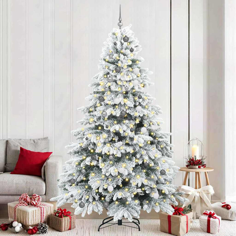 vidaXL Mű karácsonyfa 300 LED-del állvánnyal Zöld 240 cm PE és PVC
