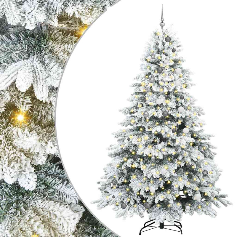 vidaXL Mű karácsonyfa 300 LED-del állvánnyal Zöld 240 cm PE és PVC