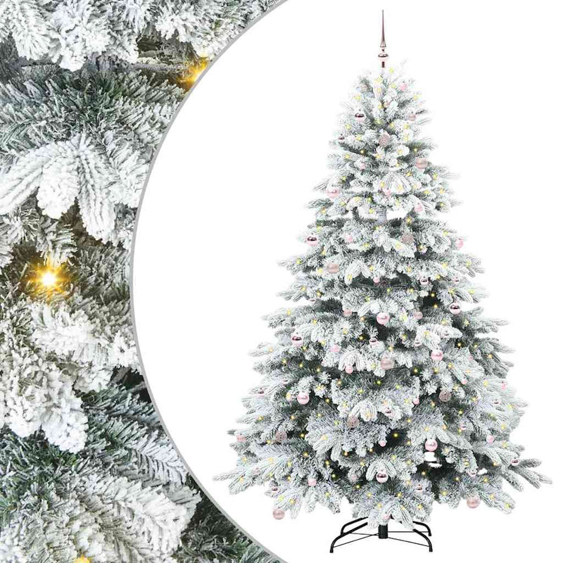 vidaXL Mű karácsonyfa 300 LED-del állvánnyal Zöld 240 cm PE és PVC
