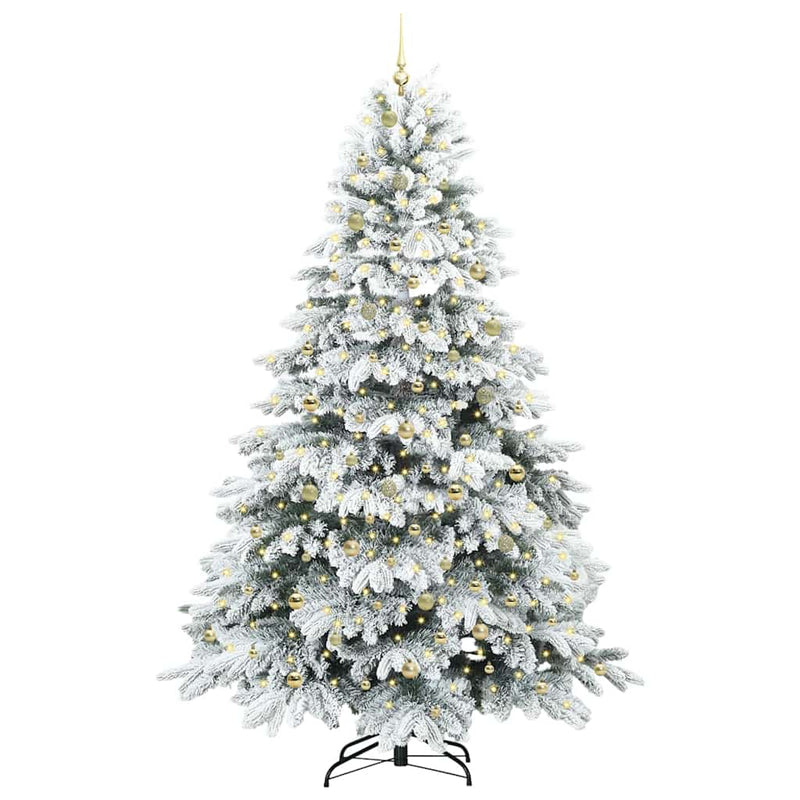 vidaXL Mű karácsonyfa 300 LED-del állvánnyal Zöld 240 cm PE és PVC