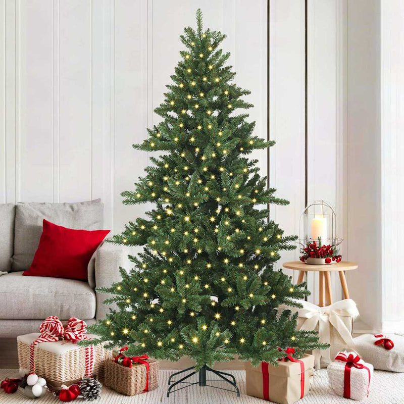 vidaXL Műanyag Hajtogatós Karácsonyfa 300 LED-del 180 cm PVC