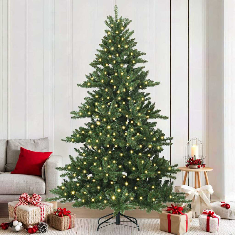 vidaXL Műanyag Hajtogatós Karácsonyfa 300 LED-del 210 cm PVC