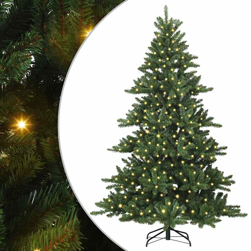 vidaXL Műanyag Hajtogatós Karácsonyfa 300 LED-del 210 cm PVC