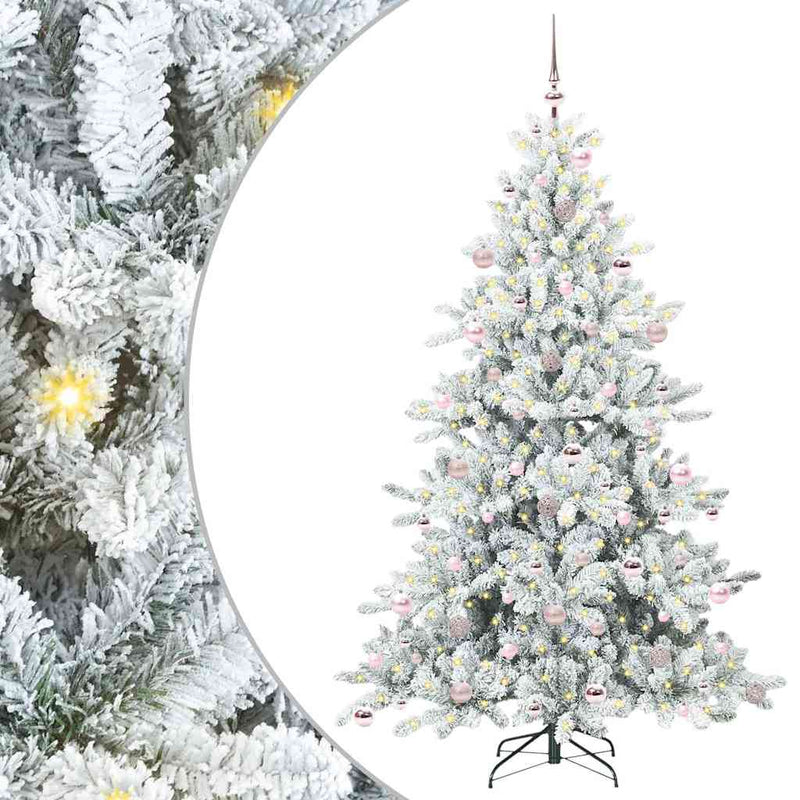 vidaXL Műanyag Hajtogatós Karácsonyfa 300 LED-del 210 cm PVC