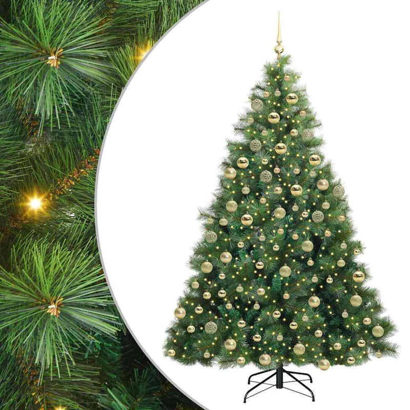 vidaXL Mű karácsonyfa 300 LED-del állvánnyal Zöld 180 cm PE és PVC