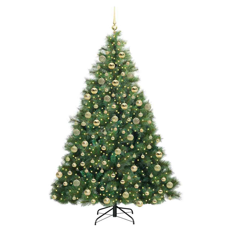 vidaXL Mű karácsonyfa 300 LED-del állvánnyal Zöld 180 cm PE és PVC