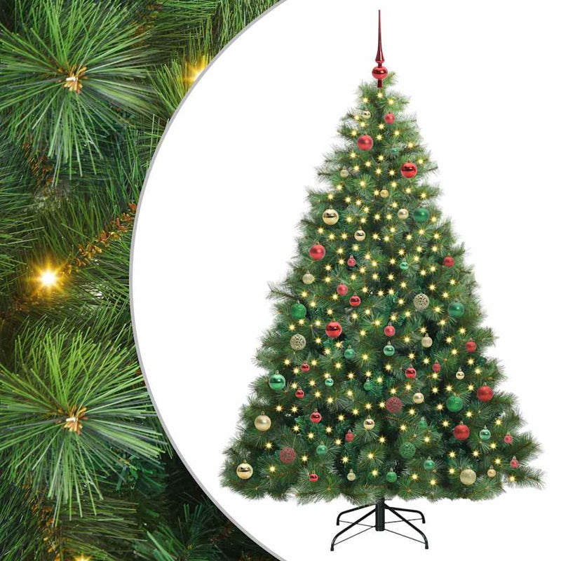 vidaXL Mű karácsonyfa 300 LED-del állvánnyal Zöld 180 cm PE és PVC