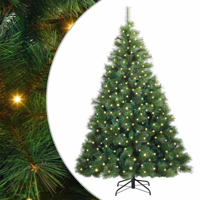 vidaXL Mű karácsonyfa 300 LED-del állvánnyal Zöld 210 cm PE és PVC