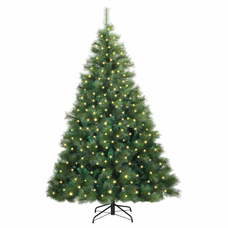 vidaXL Mű karácsonyfa 300 LED-del állvánnyal Zöld 210 cm PE és PVC