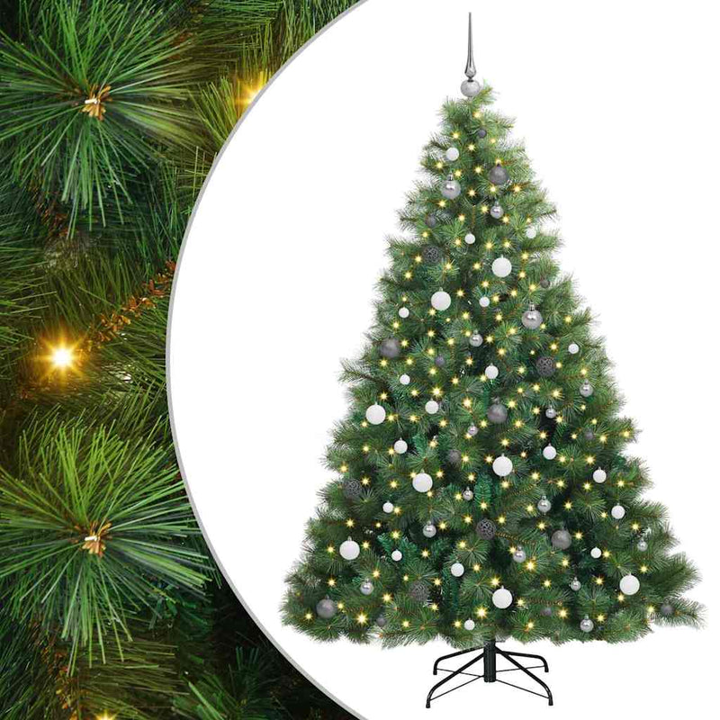 vidaXL Mű karácsonyfa 300 LED-del állvánnyal Zöld 210 cm PE és PVC