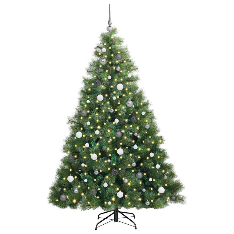 vidaXL Mű karácsonyfa 300 LED-del állvánnyal Zöld 210 cm PE és PVC