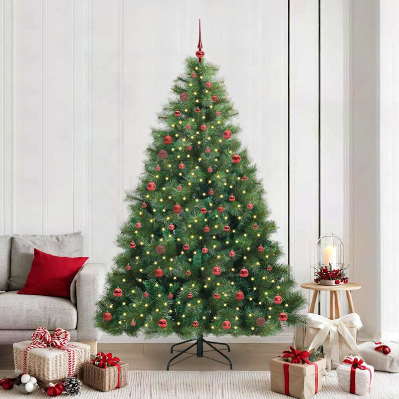 vidaXL Mű karácsonyfa 300 LED-del állvánnyal Zöld 210 cm PE és PVC
