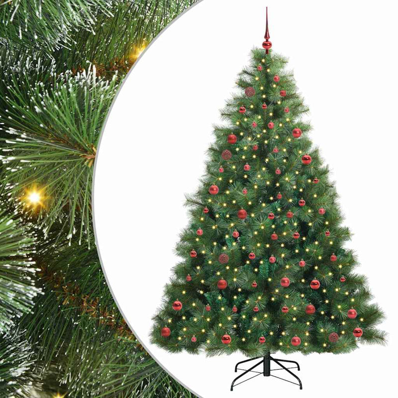 vidaXL Mű karácsonyfa 300 LED-del állvánnyal Zöld 210 cm PE és PVC