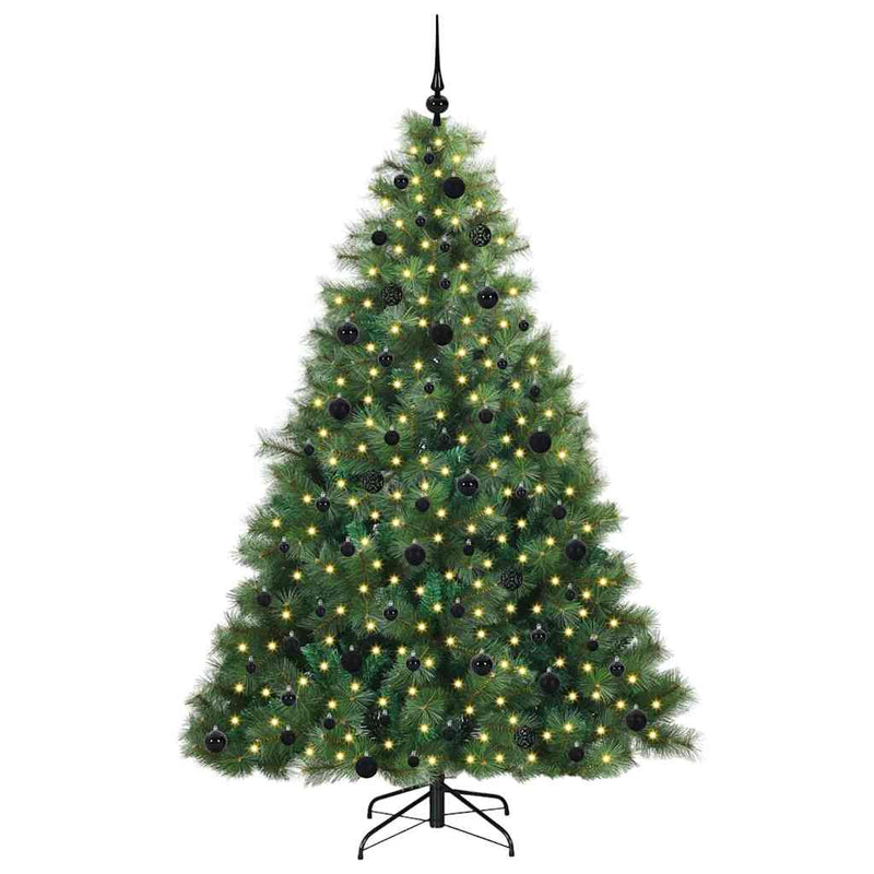 vidaXL Mű karácsonyfa 300 LED-del állvánnyal Zöld 210 cm PE és PVC