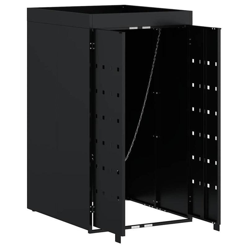 vidaXL Kukás Tároló Virágzó Tetővel Egyszemélyes 240L Kukához Fekete