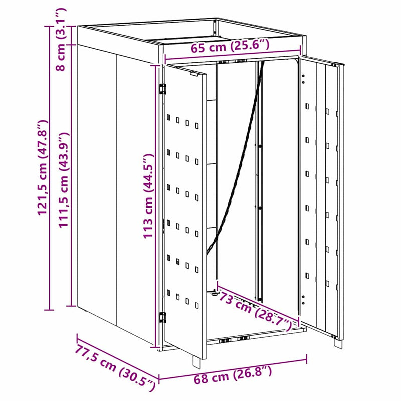 vidaXL Kukás Tároló Virágzó Tetővel Egyszemélyes 240L Kukához Antracit