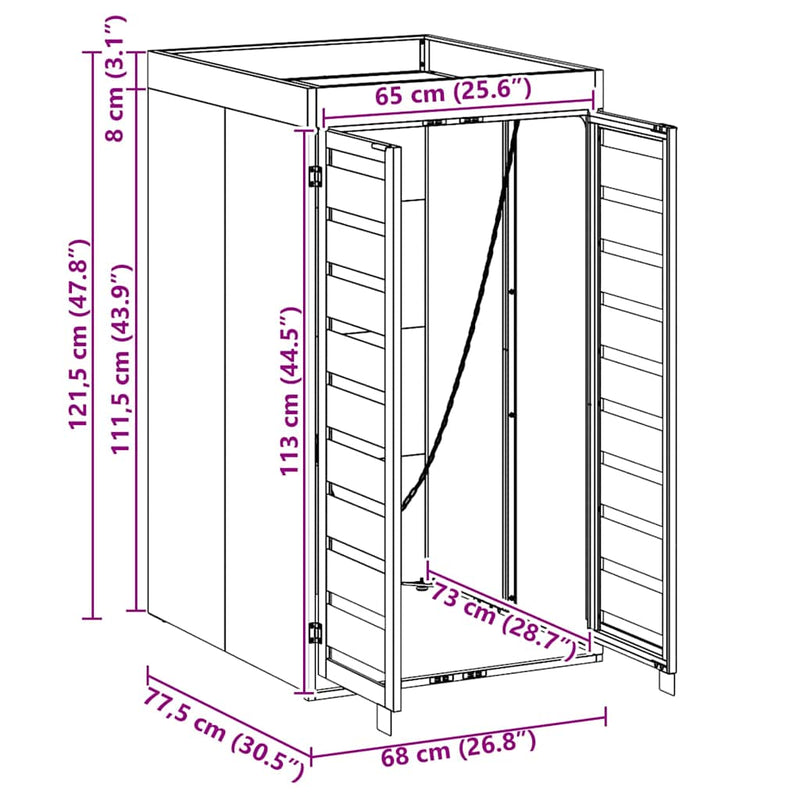 vidaXL Hulladékgyűjtő tároló virágcserép tetővel 240L-es kukához