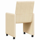 vidaXL Kerekes Étkező Székek 2 pcs Krém 57 x 66 x 94 cm Bársony anyag