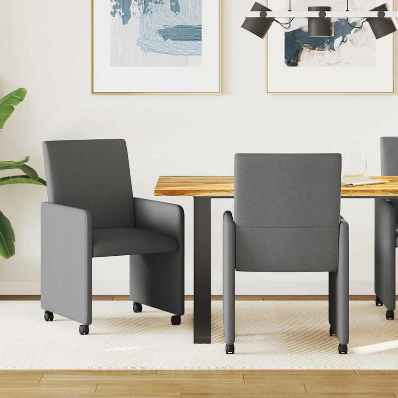 vidaXL Étkező Székek kerékkel 2 pcs Sötétszürke 57 x 66 x 94 cm szövet