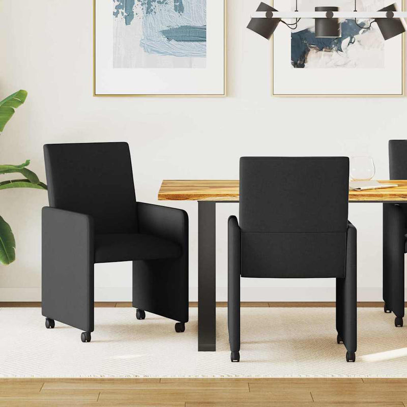 vidaXL Étkező Székek kerékkel 2 pcs Fekete 57 x 66 x 94 cm szövet
