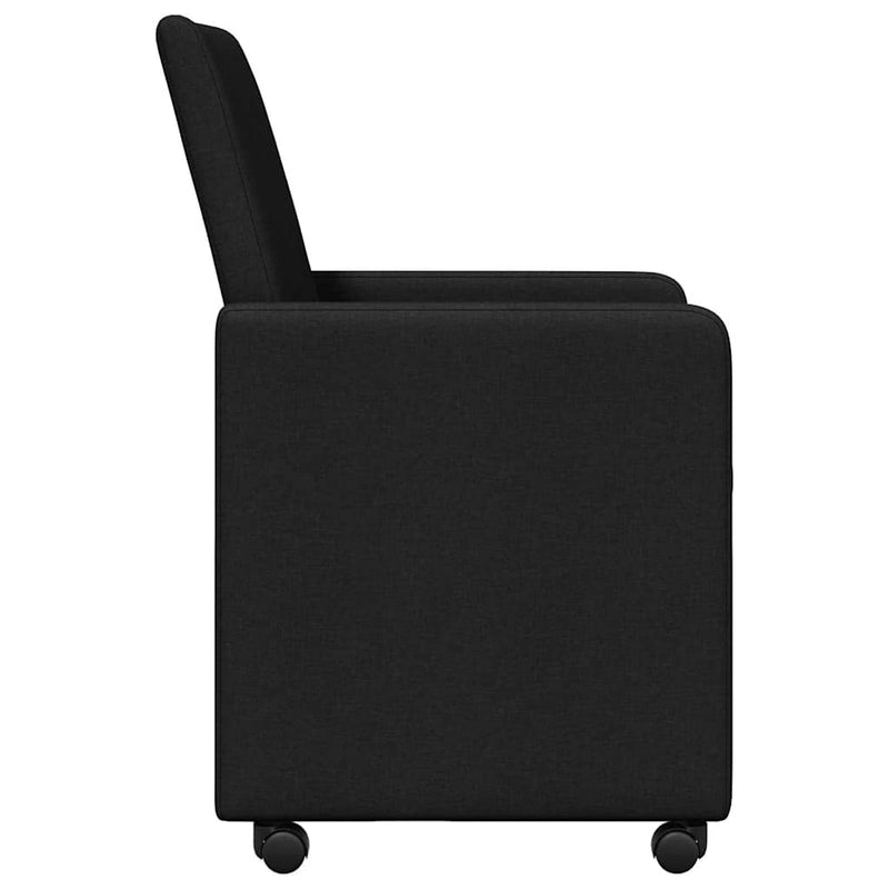 vidaXL Étkező Székek kerékkel 2 pcs Fekete 57 x 66 x 94 cm szövet