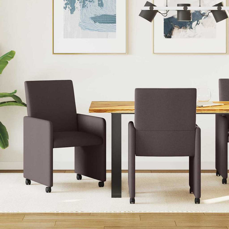 vidaXL Étkező Székek kerékkel 2 pcs sötétbarna 57 x 66 x 94 cm szövet