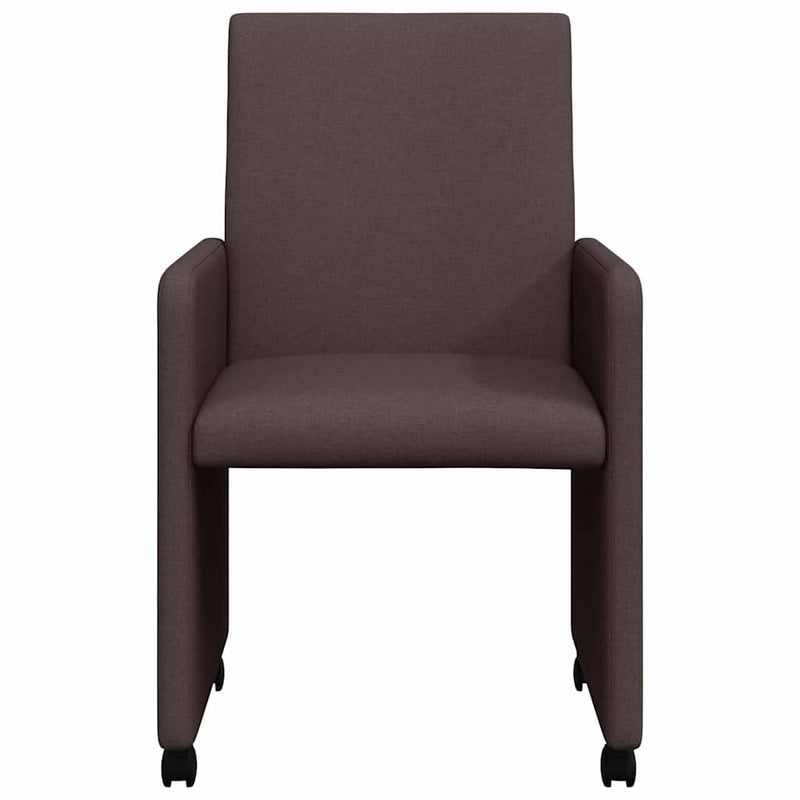 vidaXL Étkező Székek kerékkel 2 pcs sötétbarna 57 x 66 x 94 cm szövet