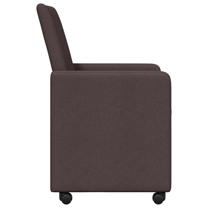 vidaXL Étkező Székek kerékkel 2 pcs sötétbarna 57 x 66 x 94 cm szövet