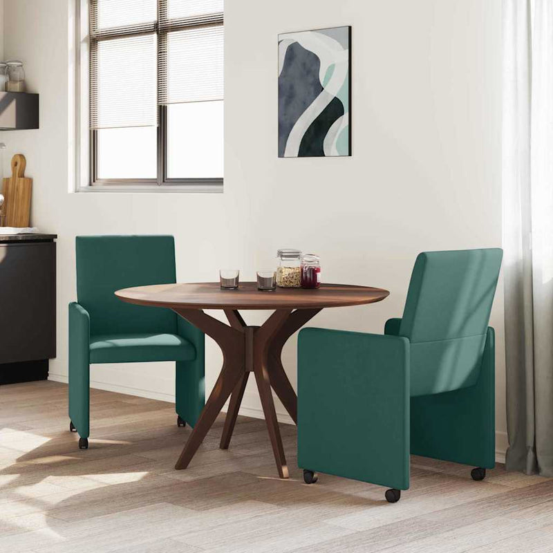 vidaXL Étkező Székek kerékkel 2 pcs Sötétzöld 57 x 66 x 94 cm szövet