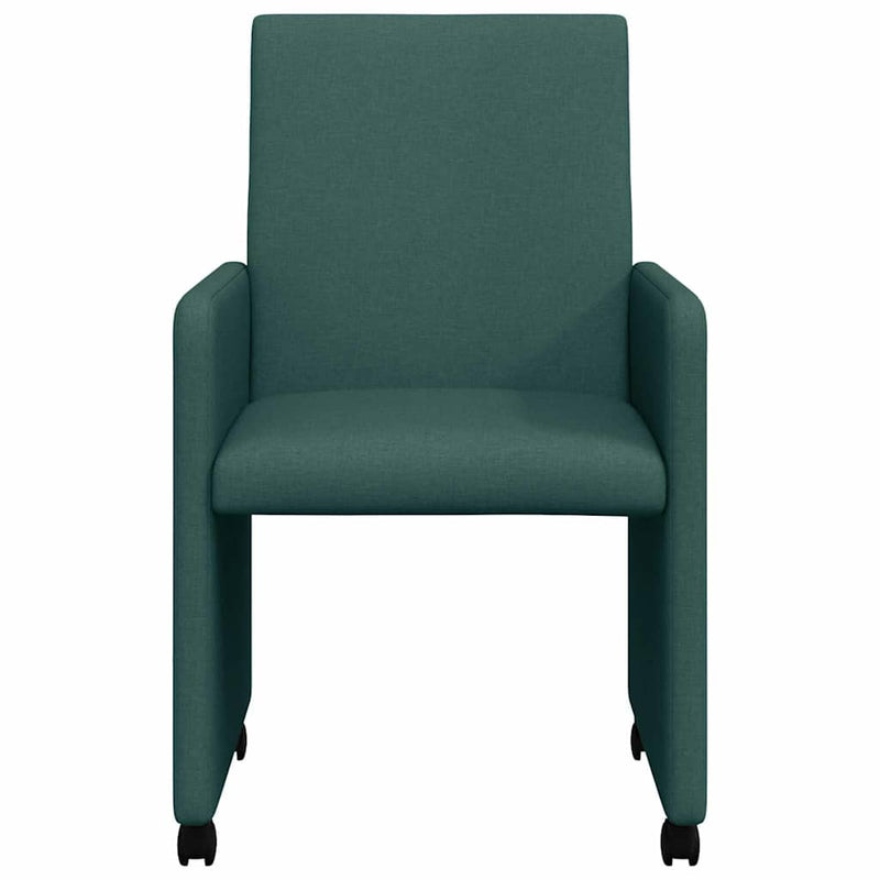 vidaXL Étkező Székek kerékkel 2 pcs Sötétzöld 57 x 66 x 94 cm szövet