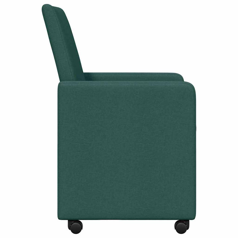 vidaXL Étkező Székek kerékkel 2 pcs Sötétzöld 57 x 66 x 94 cm szövet