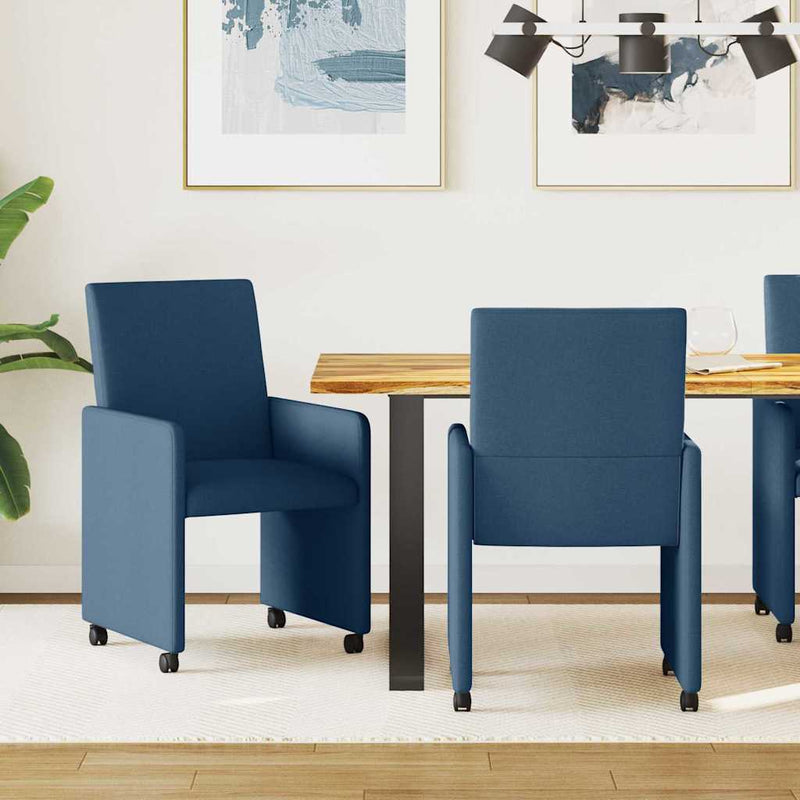 vidaXL Étkező Székek kerékkel 2 pcs Kék 57 x 66 x 94 cm szövet