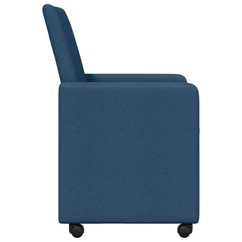 vidaXL Étkező Székek kerékkel 2 pcs Kék 57 x 66 x 94 cm szövet