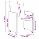 vidaXL Kerekes Étkező Székek 2 pcs Fekete 57 x 66 x 94 cm Műbőr