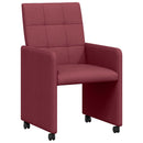 vidaXL Kerekes Étkező Székek 2 pcs bordó 58 x 65 x 94 cm szövet