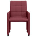 vidaXL Kerekes Étkező Székek 2 pcs bordó 58 x 65 x 94 cm szövet