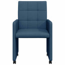 vidaXL Kerekes Étkező Székek 2 pcs Kék 58 x 65 x 94 cm szövet