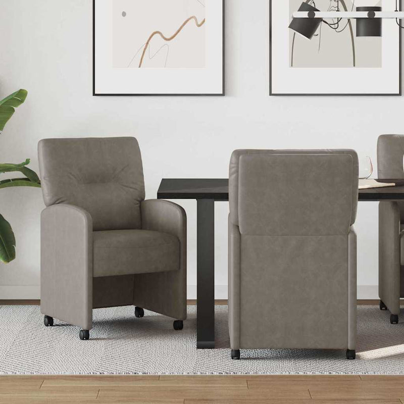 vidaXL Étkező Székek kerékkel 2 pcs Szürke 57 x 67 x 95 cm Műbőr