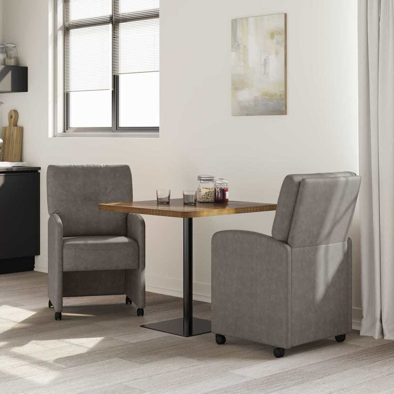 vidaXL Étkező Székek kerékkel 2 pcs Szürke 57 x 67 x 95 cm Műbőr