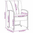 vidaXL Kerekes Étkező Székek 2 pcs Sötétszürke 57 x 67 x 95 cm szövet