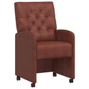 vidaXL Kerekes Étkező Székek 2 pcs Fényes barna 58 x 67 x 97 cm Műbőr