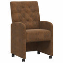vidaXL Kerekes Étkező Székek 2 pcs Barna 58 x 67 x 97 cm Műsuede Bőr