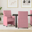 vidaXL Kerekes Étkező Székek 2 pcs Rózsaszín 58 x 67 x 97 cm Bársony