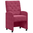 vidaXL Kerekes Étkező Székek 2 pcs bordó 58 x 67 x 97 cm Bársony