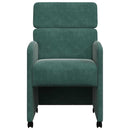vidaXL Kerekes Étkező Székek 2 pcs Sötétzöld 58 x 65 x 98 cm Bársony