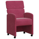 vidaXL Kerekes Étkező Székek 2 pcs bordó 58 x 65 x 98 cm Bársony