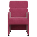 vidaXL Kerekes Étkező Székek 2 pcs bordó 58 x 65 x 98 cm Bársony