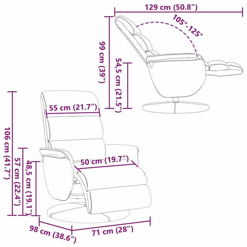 vidaXL Fotel ágy Fehér 71 x 98 x 106 cm Műbőr